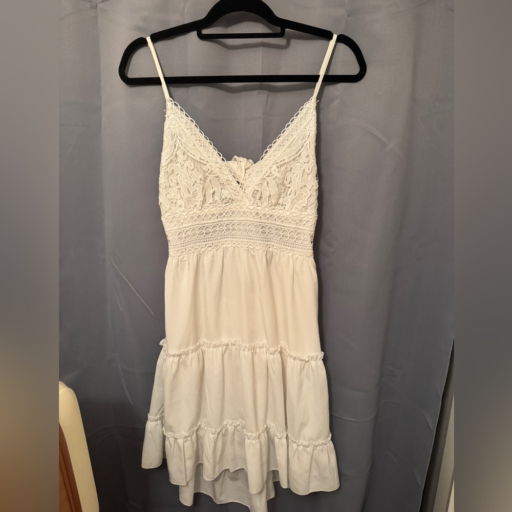 White Lace Tiered Dress